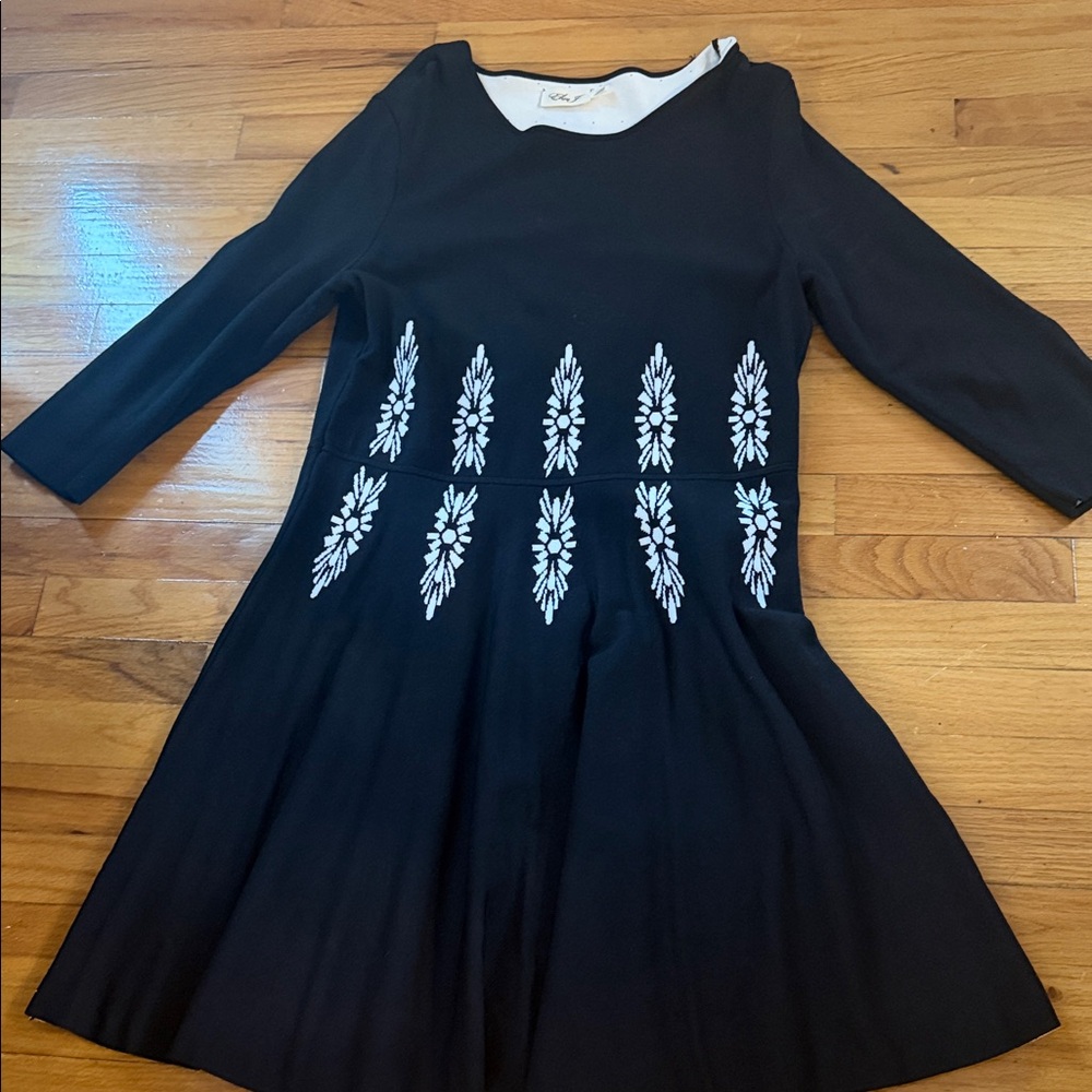 Eliza J Black Dress with White Floral Accents